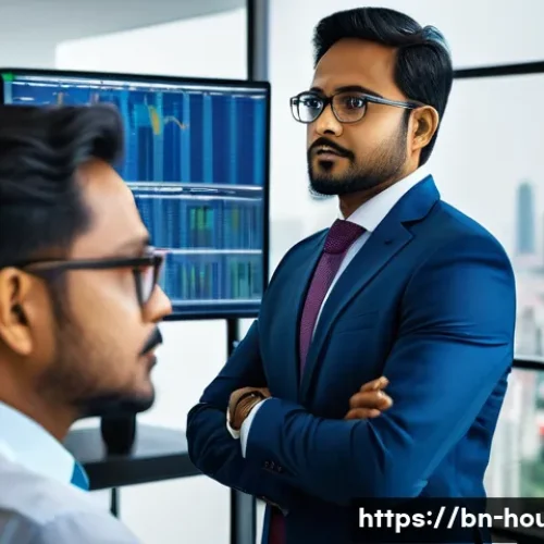 신탁회사와 부동산 투자 - A professional Bangladeshi investment advisor in a modern office setting, reviewing diversified asse...