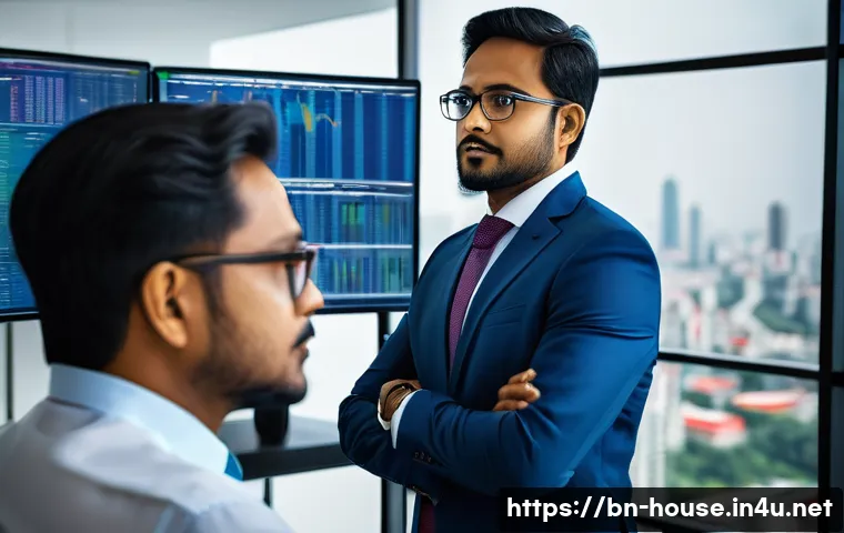 신탁회사와 부동산 투자 - A professional Bangladeshi investment advisor in a modern office setting, reviewing diversified asse...