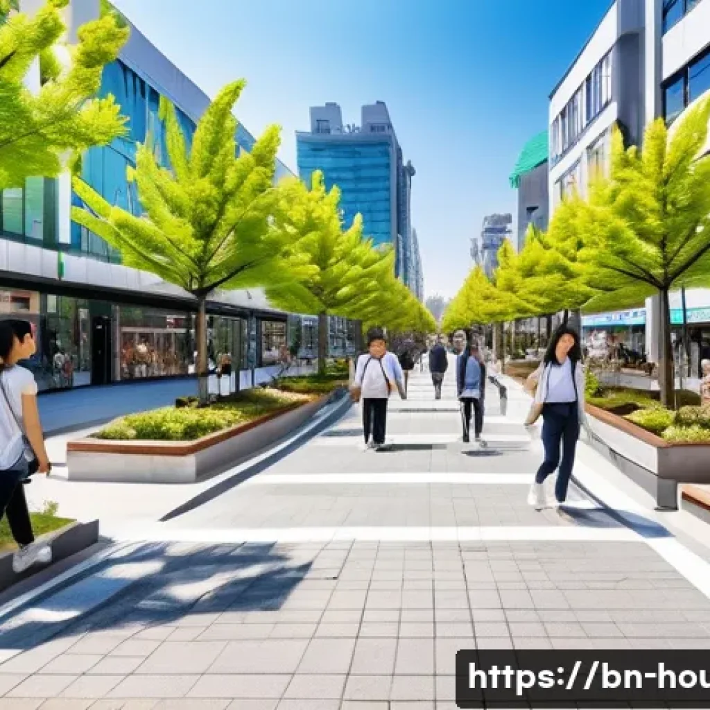 서울 아파트 인기 지역 - A vibrant urban neighborhood in Seoul bustling with diverse age groups, featuring modern apartment b...